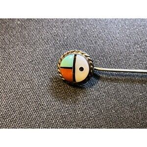 Vintage Zuni Sterling Silver Stick Pin Turquoise, MOP, Coral, Onyx